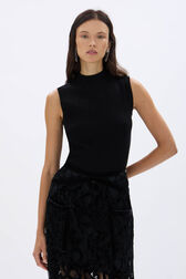 Sleeveless knitted sweater Black details view 1