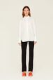 Women Poplin Shirt White front worn view