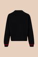 Women Mouth Print Black Sweater Black back view