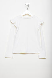 Printed Cotton Girl Long-Sleeved T-shirt Ecru back view