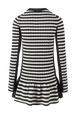 Robe danseuse courte laine et cachemire rayée femme Raye noir/ecru vue de dos