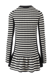 Robe danseuse courte laine et cachemire rayée femme Raye noir/ecru vue de dos