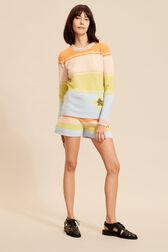Pull rayé multicolore femme Multico vue portée de face