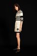 Women Cotton Knit Shorts Ecru front worn view