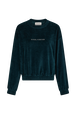 Long-sleeved velvet sweater Dark green front view