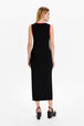 Women Colourful Details Viscose Dress Black back worn view