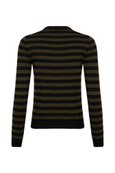 Striped Long-Sleeved Crew Neck Sweater Striped black/khaki back view