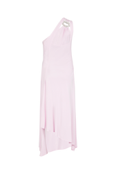 Draped asymmetrical jersey dress Doll pink back view