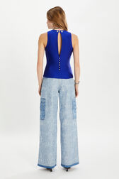 Top sans manches en jersey Bleu roi vue portée de dos