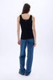 Ribbed tank top Black back worn view