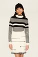 Women Charms Intarsia Wool Mini Skirt Ecru front worn view