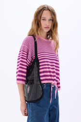 Pull rayé court col rond à manches courtes Rayures pink/violet vue de détail 1