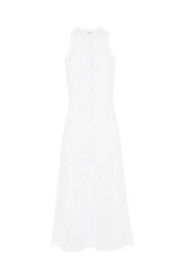 Sleeveless round-neck knitted dress White back view
