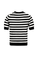 Women Poor Boy Striped Short Sleeve Sweater Black/white back view