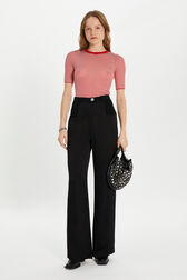 Piaf trousers in satin-backed crepe Black front worn view