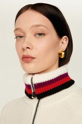 Pull col camionneur laine cachemire côtelé femme Ecru vue de détail 1