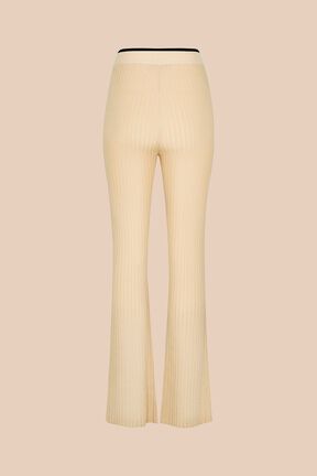 Pantalon flare en maille côtelée Camel vue de dos