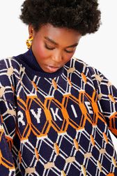 Jacquard Turtleneck Black/blue details view 2