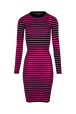 Robe longue chaussette rayée femme Raye noir/fuchsia vue de face