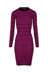 Robe longue chaussette rayée femme Raye noir/fuchsia vue de face