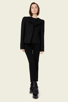 Blouson court noir en laine mélangée Noir vue portée de face