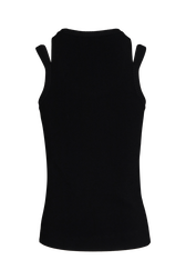 Women Knit Tank Top Black back view