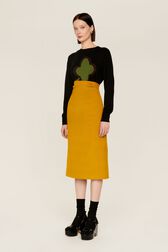 Women Velvet Long Skirt Mustard details view 2