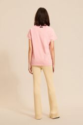 Women Mouth Print T-shirt Pink back worn view