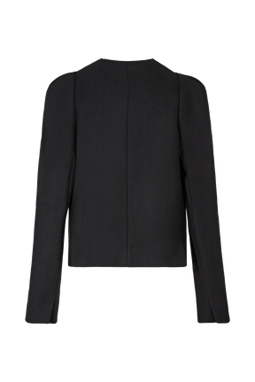 Blouson court noir en laine mélangée Noir vue de dos