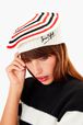 Striped Beret White front worn view