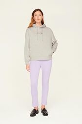 Sweat à capuche multicolore signature femme Gris vue portée de face