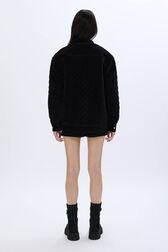 Velvet quilted jacket Black back worn view