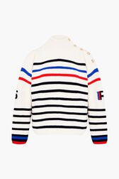 Pull SR marinière tricolore Blanc vue de face