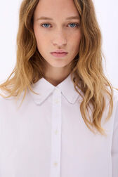Crop shirt in cotton with long sleeves White details view 2