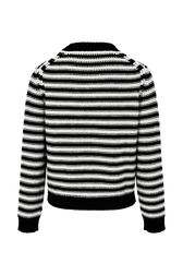 Women Big Poor Boy Striped Sweater Black/white back view
