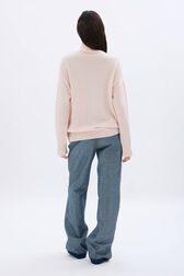 Pull oversize col montant Rose vue portée de dos