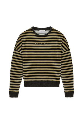 Sweat velours femme Raye noir/kaki vue de face