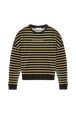 Women Velvet Sweatshirt Striped black/khaki front view