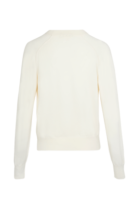 Pull slogan strassé femme Blanc vue de dos