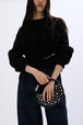 Sac Domino mini en nylon et studs Noir vue portée de face