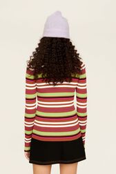Pull rayé multicolore femme Multico raye emeraude vue portée de dos