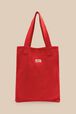 Women Heart Print Crochet Bag Red front view