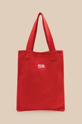 Women Heart Print Crochet Bag Red front view