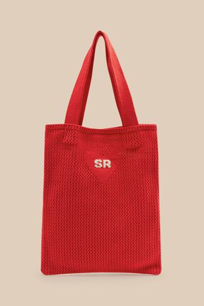 Sac en crochet motif cœur femme Rouge vue de face