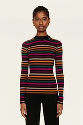 Pull chaussette à rayure multicolores femme Multi raye icon fuchsia vue portée de face