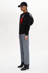 Women Heart Print Sweater Black details view 1