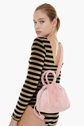 Sac velours mini femme Rose vue portée de face