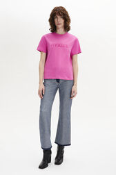 T-shirt col rond manches courtes Rose vue portée de face
