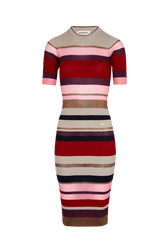 Wool and Lurex Striped Dress Multico striped front view
