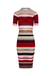 Wool and Lurex Striped Dress Multico striped front view